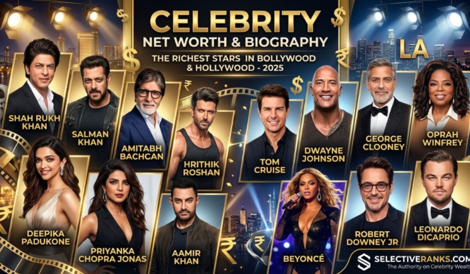 Celebrity net worth and biography 2025 — richest Bollywood and Hollywood stars